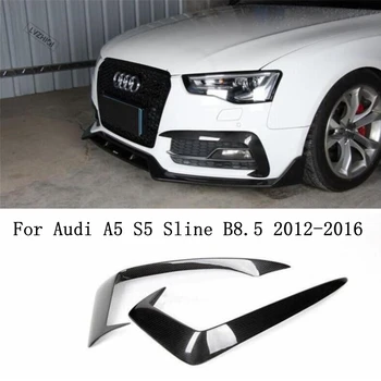 Audi için A5 S5 Sline B8. 5 2012-2016 Gerçek Karbon Fiber Ön Sis Lambası Dudak Bölücüleri Tampon Spoiler Flaps Kaşları Göz Kapağı Kapak