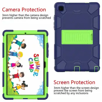 Samsung kılıfı Galaxy Tab A7 10.4 inç SM-T500 SM-T505 Kapak Coque Darbeye Zırh Ağır Silikon Standı çocuklar güvenli kılıf