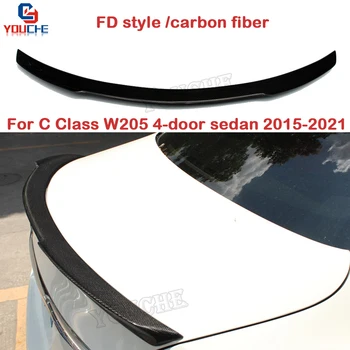 W205 4-Door FD Stil Spoiler Arka Bagaj Karbon Fiber Kanat Mercedes C205 C Sınıfı Sedan 2015-2021 İçin C180 C200 C250 C300 C350