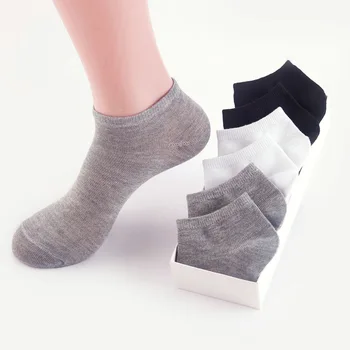 Nefes spor çorapları Düz Renk erkek çorabı Rahat Tekne Çorap Boyutu 36-44 Pamuk Ayak Bileği Çorap Beyaz Siyah Gri