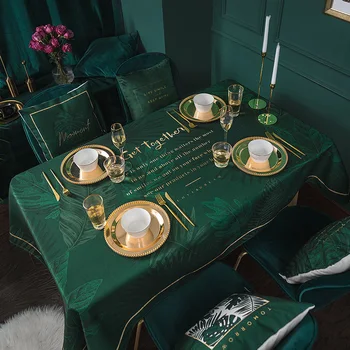 Masa örtüsü Masa Örtüsü Su Geçirmez Toz Geçirmez İskandinav Yeşil Mavi Baskı Lüks TV Dolabı Masa Örtüsü Ev Dekor yemek masası Örtüsü
