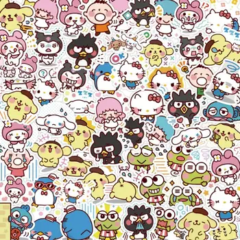 80 Adet Kawaii Sanrio Etiket Pompompurin Karikatür Sevimli Mymelody Cep telefonu kılıfı Kırtasiye Kutusu Anime Kuromi Etiket Kız Hediye