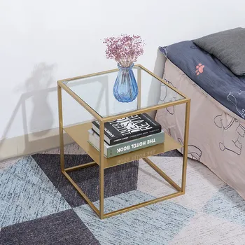 Modern Avrupa Lüks cam yatak odası komidin başucu masa demir ucuz komidin masa yatak odası takımı yatak odası mobilyası