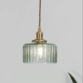 Tasarım Cam Kolye Lambaları Modern asılı ışıklar Kabloları Yemek Başucu Ev Dekoratif Japon Led Cilası Bakır ZM1014