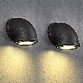 Retro loft LED duvar lambası yaratıcı kişiselleştirilmiş sanayi su borusu demir ışık restoran koridor balkon Cafe su borusu duvar lambası