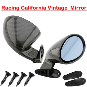 L + R Yarış California Retro Kapı Kanat Yan Ayna Evrensel Fit Vintage Mat Siyah Motosiklet Parçaları