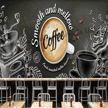 Yazı tahtası El Boyalı Kahve Duvar Kağıdı Duvar Cafe Kahve Dükkanı Öğleden Sonra Çay Restoran Kitapçı Arka Plan Duvar yapışkan kağıt