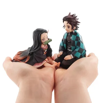 Anime Figürü İblis avcısı Kimetsu Hiçbir Yaiba Kamado Tanjirou Kamado Nezuko Sevimli Oyuncaklar Çocuklar için Koleksiyon Model PVC Bebek hediye