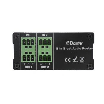 Profesyonel Dante Ses 2 ın 2 out Ses Dante Verici Dönüştürücü Desteği 12V DC Güç Kaynağı I / O Panel Sistemi