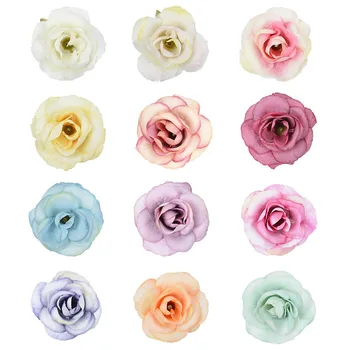 100 adet DIY 4cm yapay çiçekler İpek Gül çiçek başları Düğün Parti Dekorasyon Malzemeleri Sahte Çiçek Kafa Ev Dekorasyonu