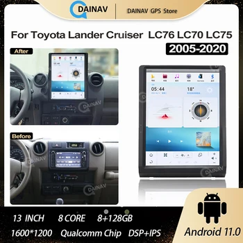 Araba Radyo Toyota Lander Cruiser İçin LC76 LC70 LC75 05-20 13 İNÇ Tesla Ekran 2 Din Android 11 GPS Navigasyon Otomatik Kafa Ünitesi