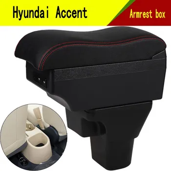 Hyundai Accent için Kol Dayama Kutusu Araba Merkezi Konsol Depolama Alanı Kasa Dirsek Dayanağı Bardak Tutucu ile USB Arayüzü