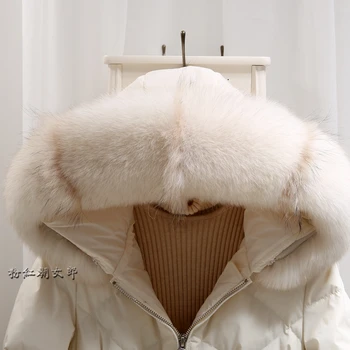 Aşağı Ceket Kadın Ördek Kapüşonlu Uzun Kış Tilki Kürk Yaka Kore kadın Ceketler Jaqueta Feminina 7702 KJ2652