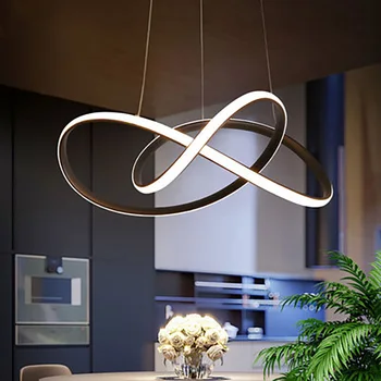 Modern LED avize düzensiz dekor alüminyum akrilik tavan asılı lamba restoran süspansiyon ışık yemek odası kolye