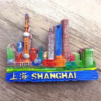 Shanghai Çin Seyahat Turizm Hatıra 3D Reçine Buzdolabı Mıknatısı Ev Dekorasyon Zanaat HEDİYE FİKRİ