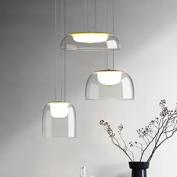 Modern cam ışıklı çubuk LED Asılı Lamba Yemek Odası Yatak Odası Restoran mutfak ışığı Fikstür Süspansiyon Ev Aydınlatma