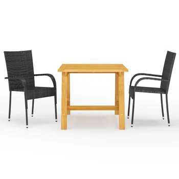 3 Parça Veranda yemek seti Siyah Bir Açık Masa ve Sandalye Setleri dış mekan mobilyası Setleri
