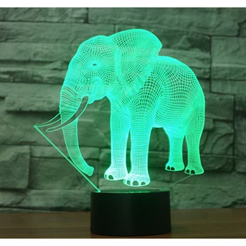 3D LED gece lambası mutlu fil 7 renk ışık ile ev dekorasyon için lamba inanılmaz görselleştirme optik Illusion harika