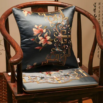 Klasik Çiçek İşlemeli Geleneksel koltuk minderi kaymaz Yıkanabilir Sandalye Minderi Mavi Haki Ped Ev Partisi Sandalye Dekorasyon