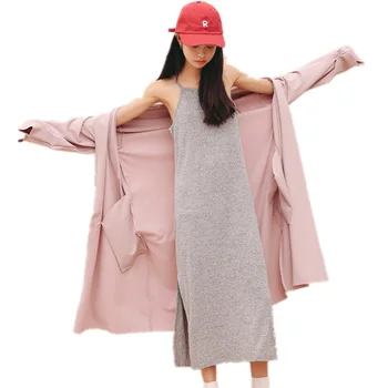 Bahar Moda Trençkot Kadın Yaz Hırka 2020 Kadın Rahat Sonbahar Ceket Uzun Kollu Yaka Silgi Rüzgarlık Kadın